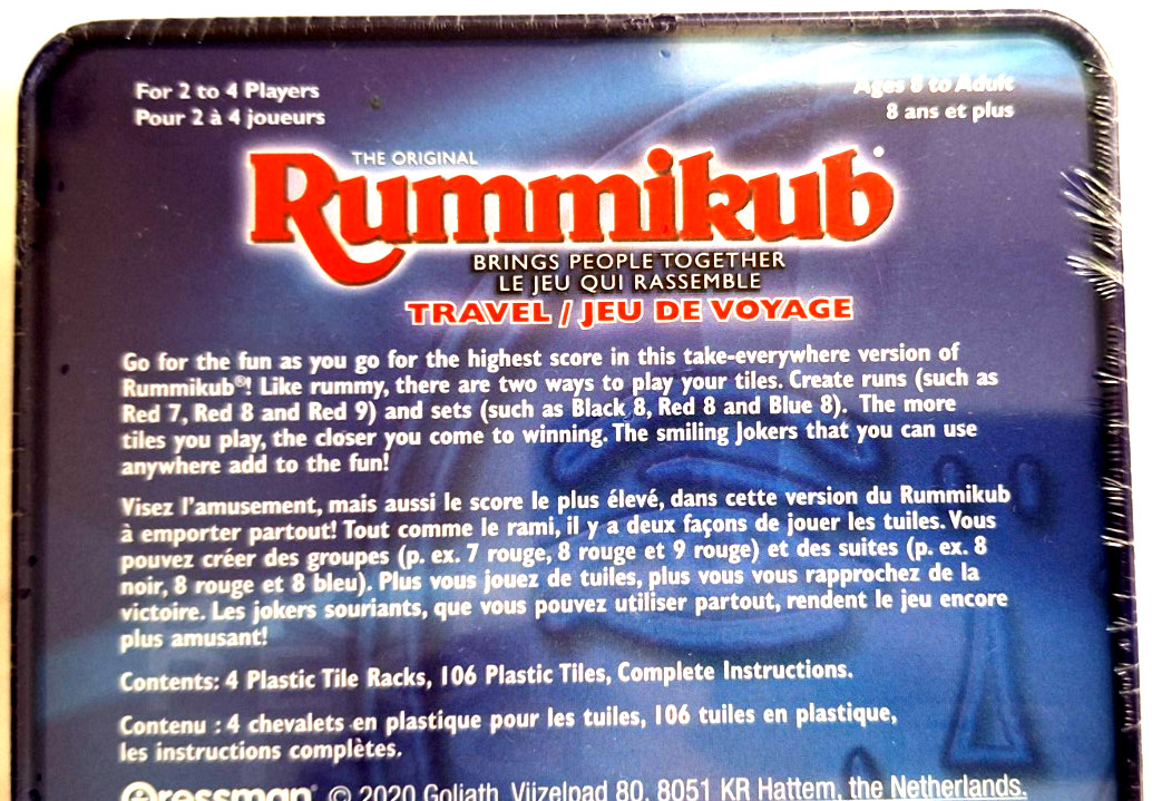 Rummikub in Travel Tin – The Original Rummy Tile Game- NEW SEALED BOX