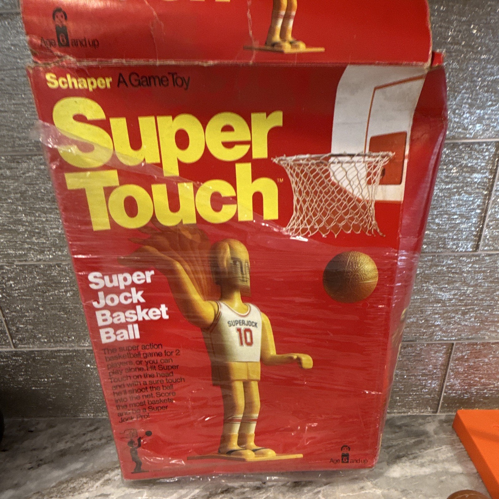 Schaper Super Touch Basketball Game Set w/ Box, Hoop Backboard, Balls, Figure