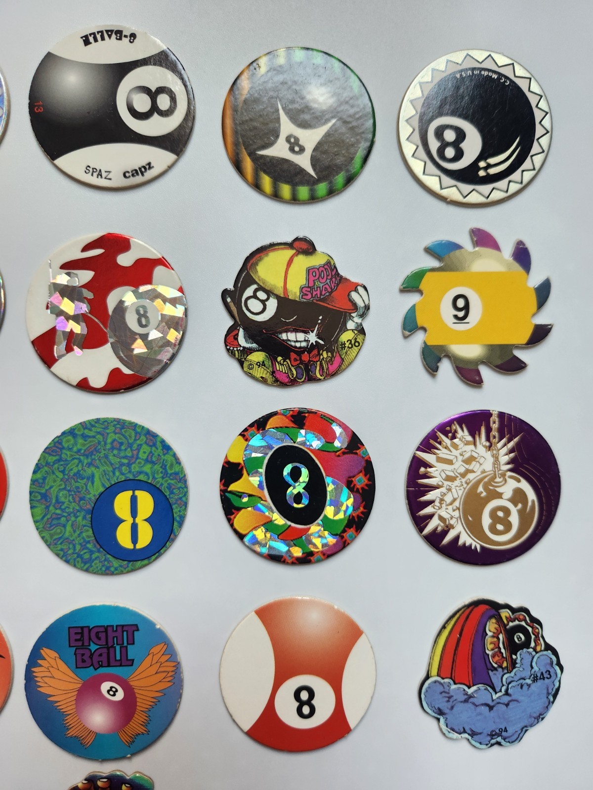 33 90s Vintage Pog Lot #3 8- Ball Theme, Saw/Die-Cut, Holograms
