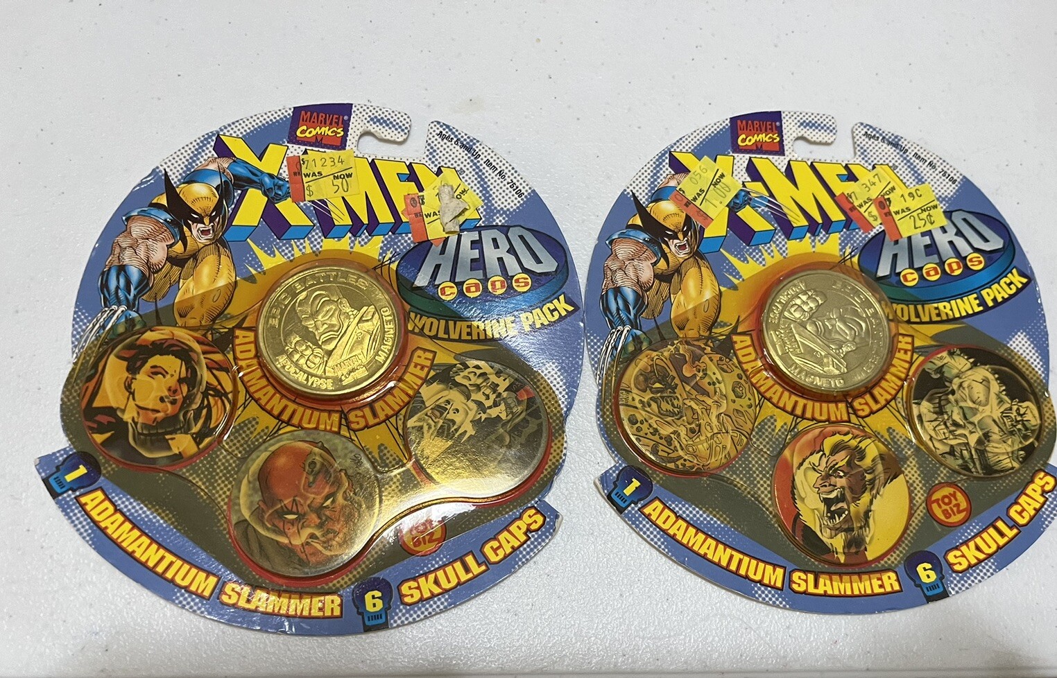 1995 Collector’s Editon, X-Men Wolverine, Adamantium Slammer & 6 Caps Pogs, New