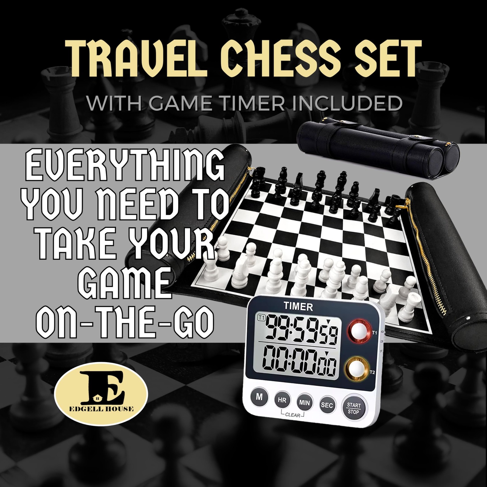 Edgell House Roll Up Chess Set Portable