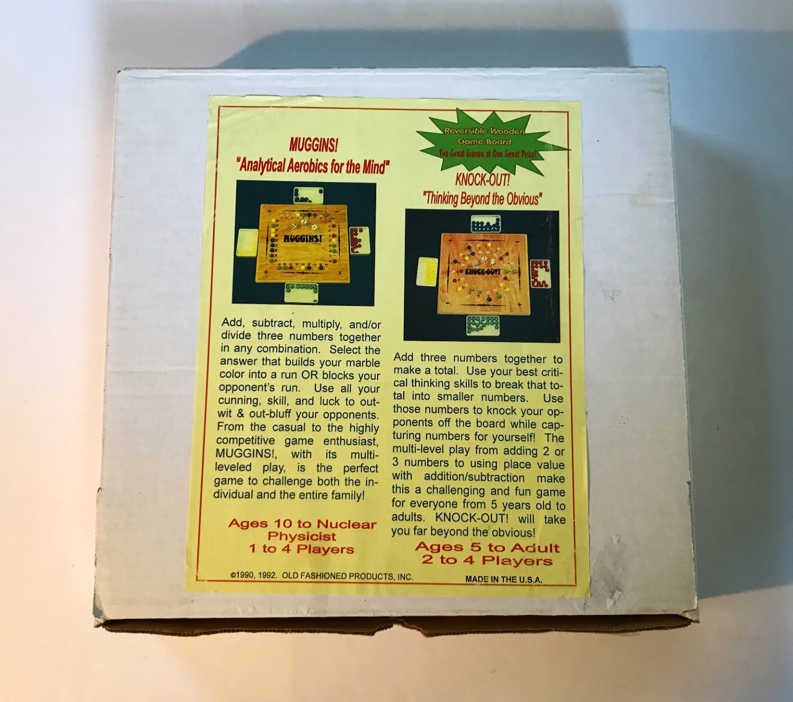 Vintage – “MUGGINS” & “KNOCK-OUT” – Reversible Wooden Game Board – Complete