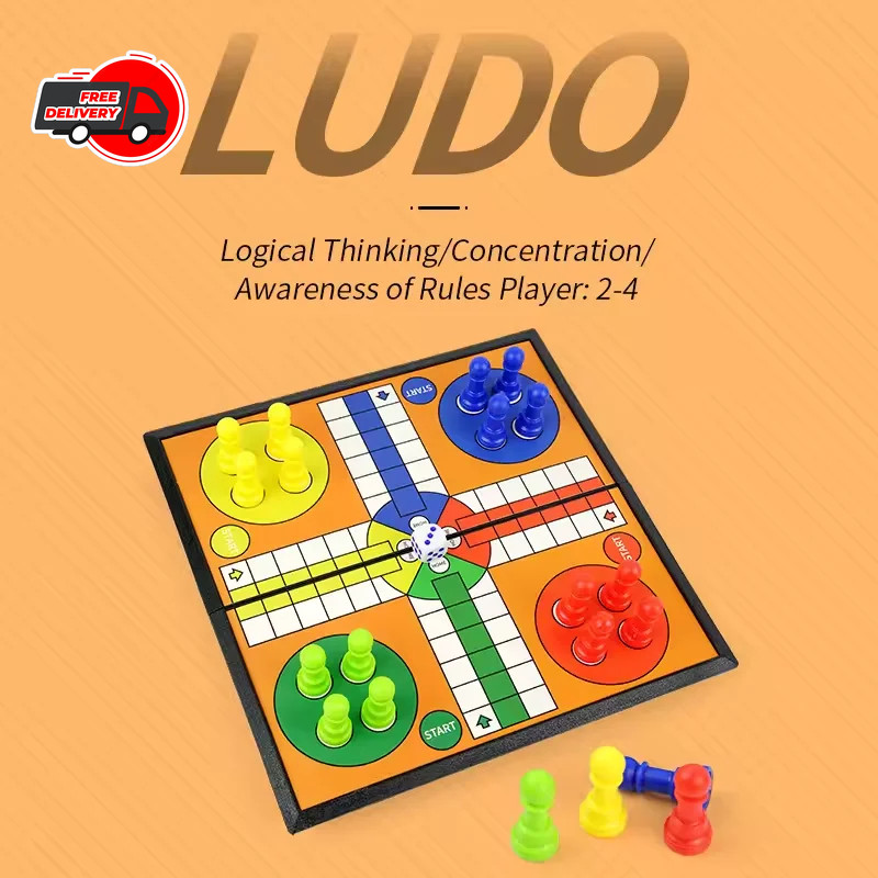Ludo Game Set Strategy Game Parent Interaction with Foldable Board Travel Family