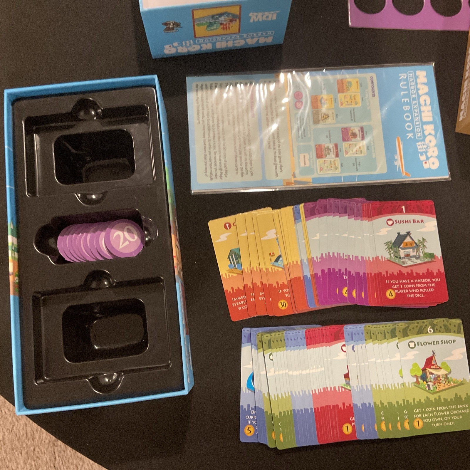 Machi Koro Base Board Game, Promo Cards & Harbor Expansion & Millionaire’s Row