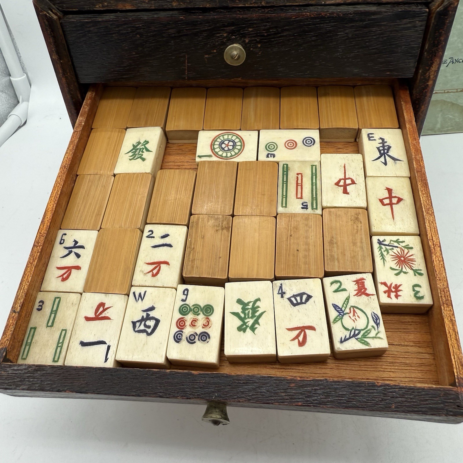 Antique Maajok/Mahjong Set With Original 1923 Book By Y.C. Kim