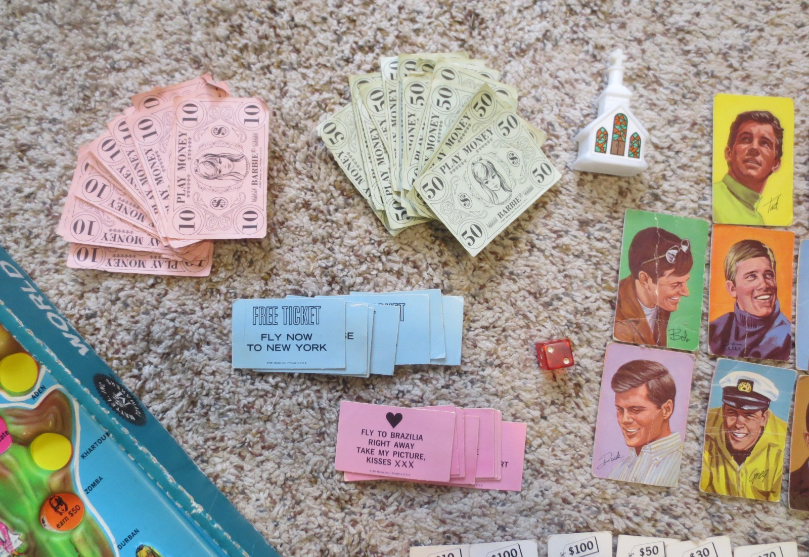 Mattel Barbie World Of Fashion Round The World Molded Board Game 1967