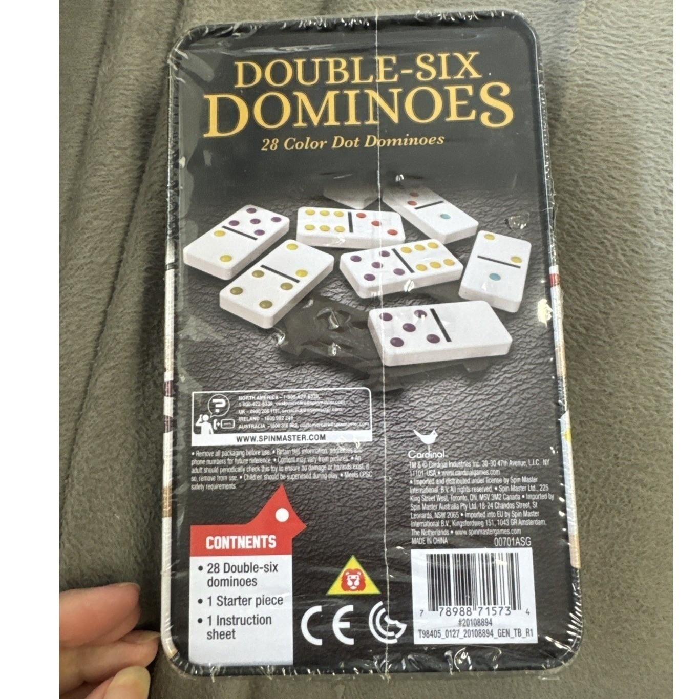 Cardinal Double-Six Dominoes 28 Color Dot Set Collector Tin New Sealed