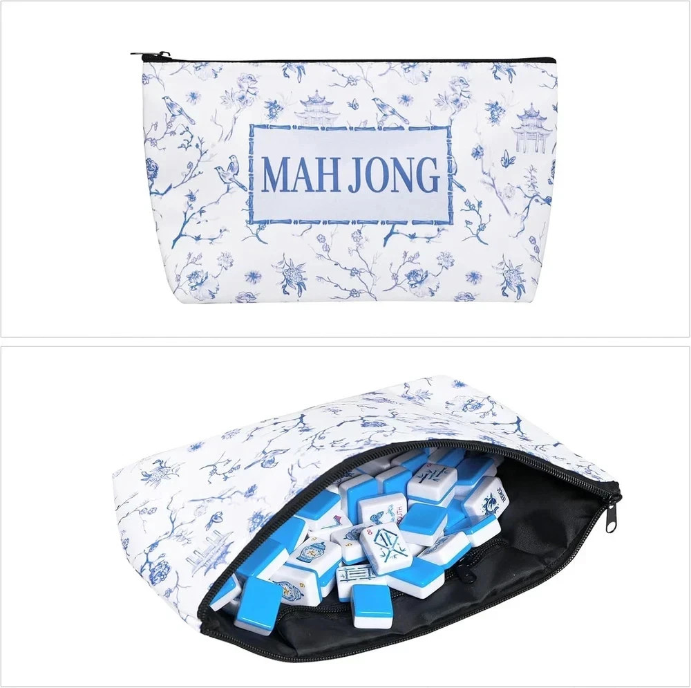 Light Blue American Mahjong Tile Set(1.2″), 160 Engraved Tiles with Mahjong Tile