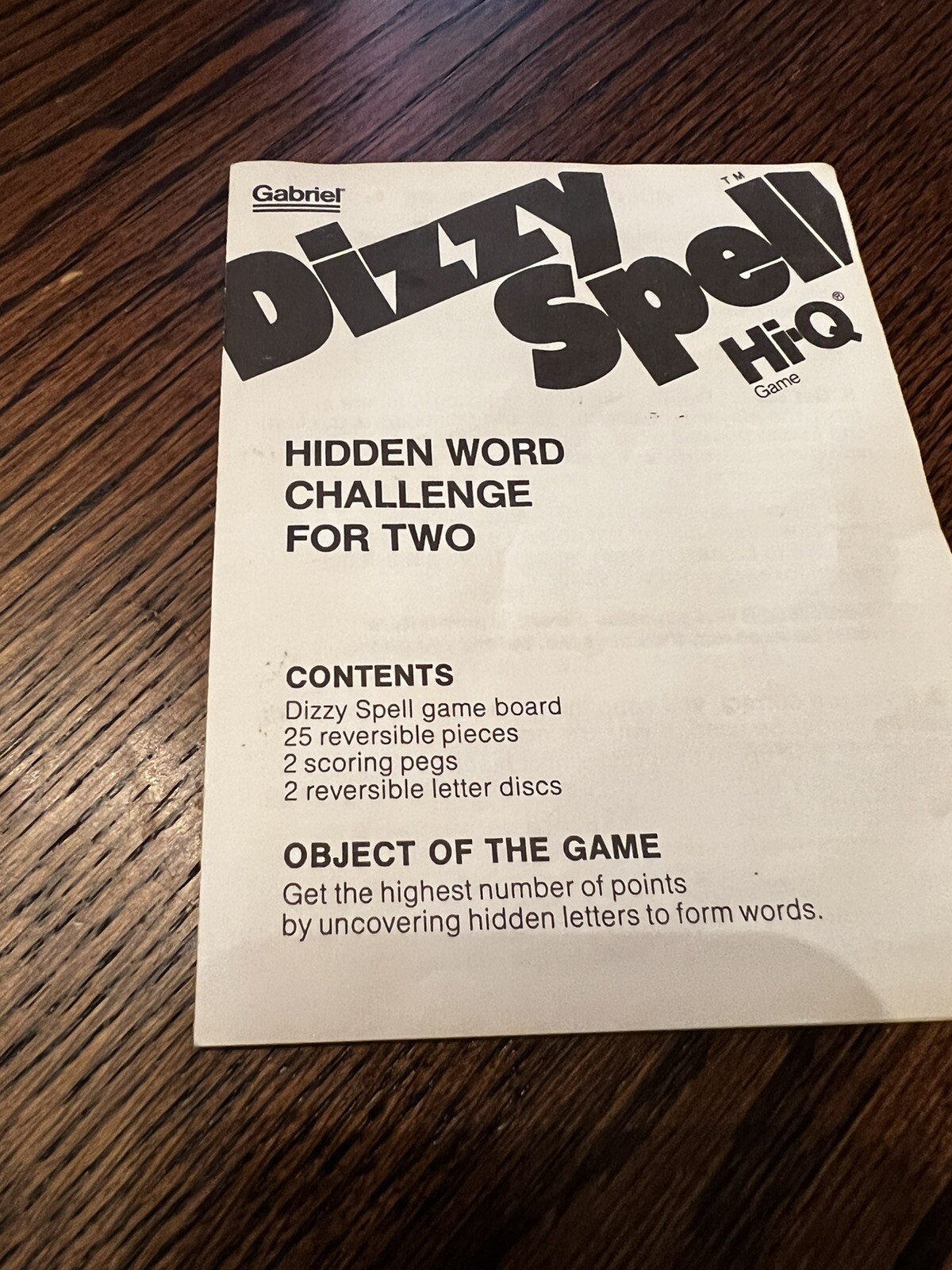 1978 Vintage Dizzy Spell Hi-Q Hidden Word Challenge Only 2 Reversible Word Pages