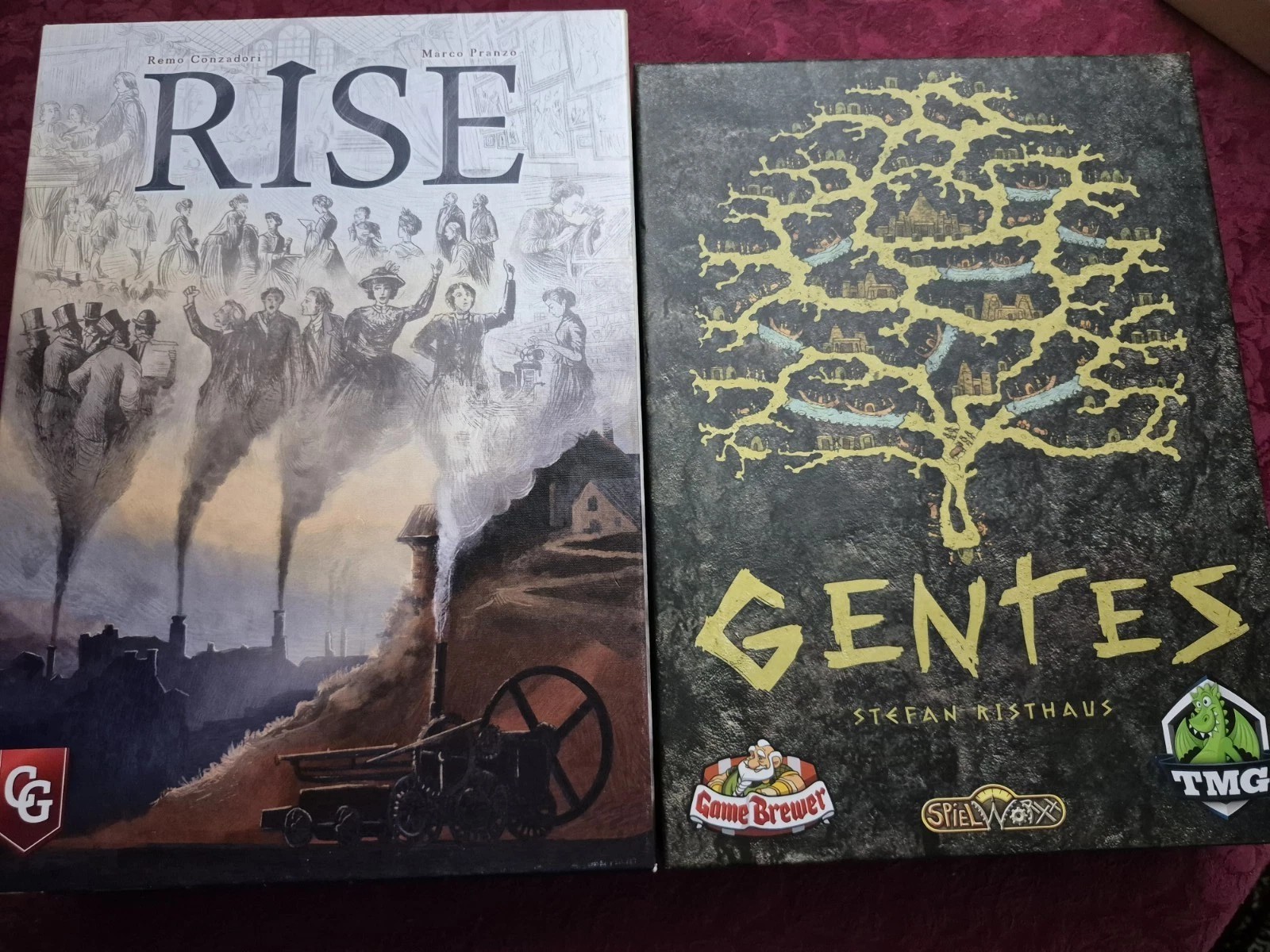 Gentes + Rise Strategy Board Game Lot Deluxe TMG Eurogames 2 Games Bundle