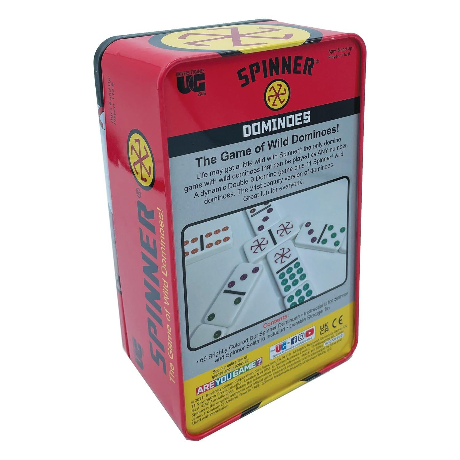 Spinner Colored Dot Dominoes Set with 66 Tiles Wild Gameplay for All Ages
