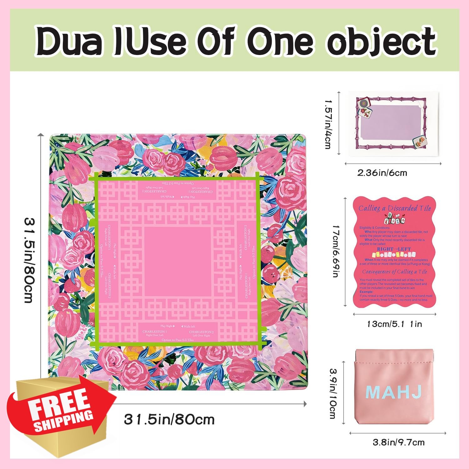 ZWFCGMMBC 31.5″ Bright Pink Mahjong Mat