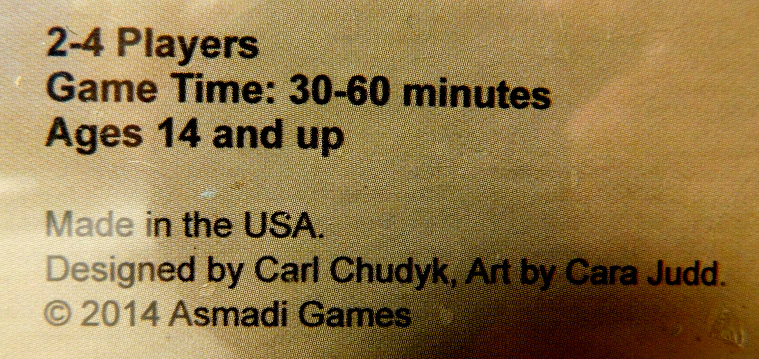 Asmadi Games~Designed By Carl Chudyk Art Be Cara Judd Innovation Card Game 2010