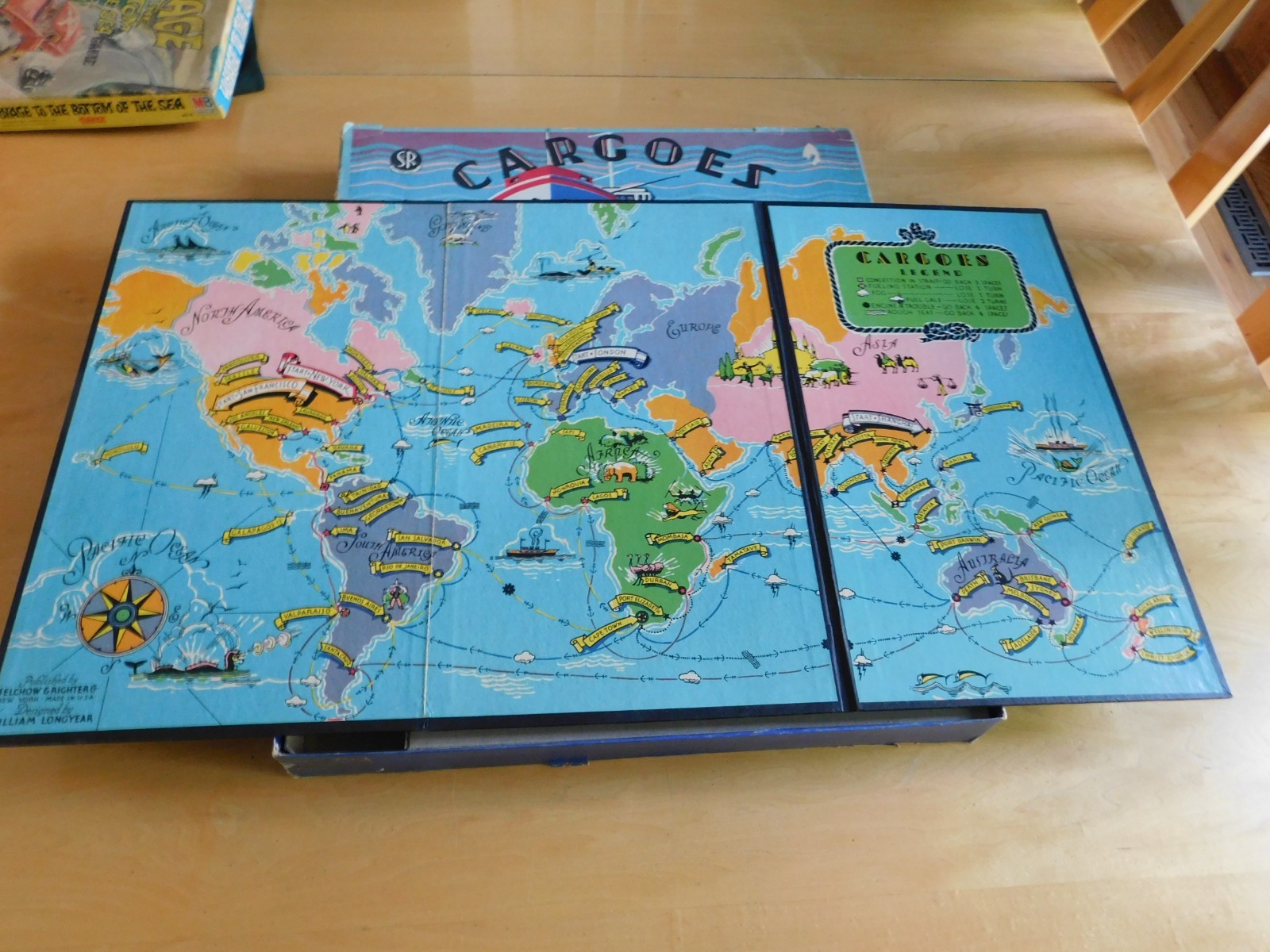 Vintage Selchow & Righter Cargoes No. 42 Board Game Art Deco Ocean Liner Ships