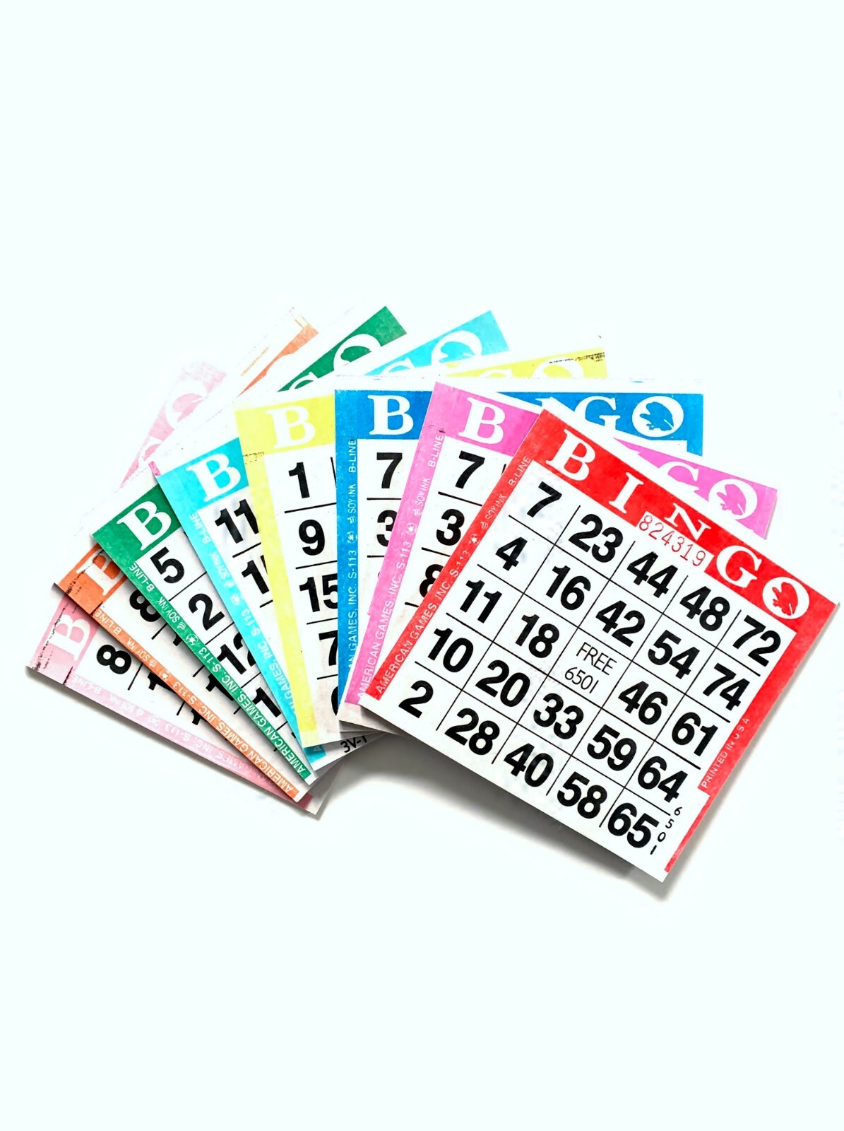 1 on Single Face Bingo Paper Game Cards- Pack of 100-Random All One Color Border
