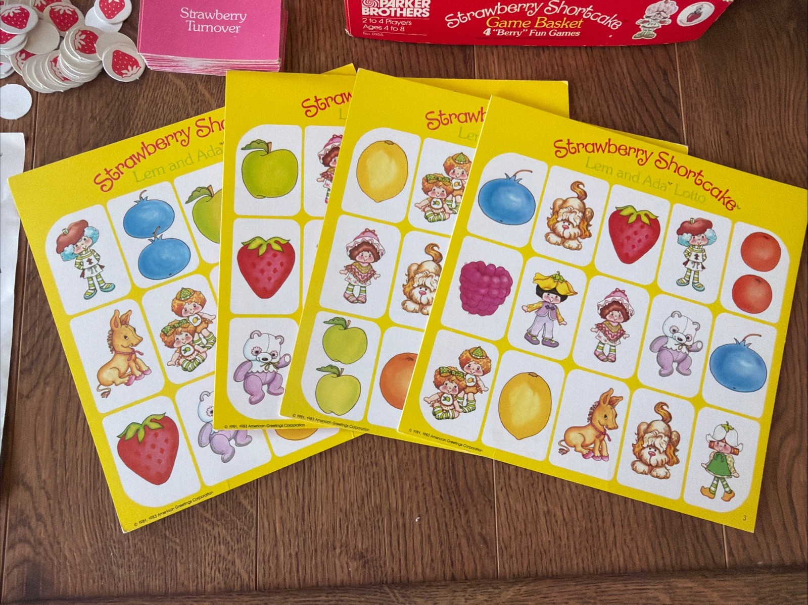 Strawberry Shortcake Game Basket 1983 Parker Bros Four Berry Fun Games COMPLETE