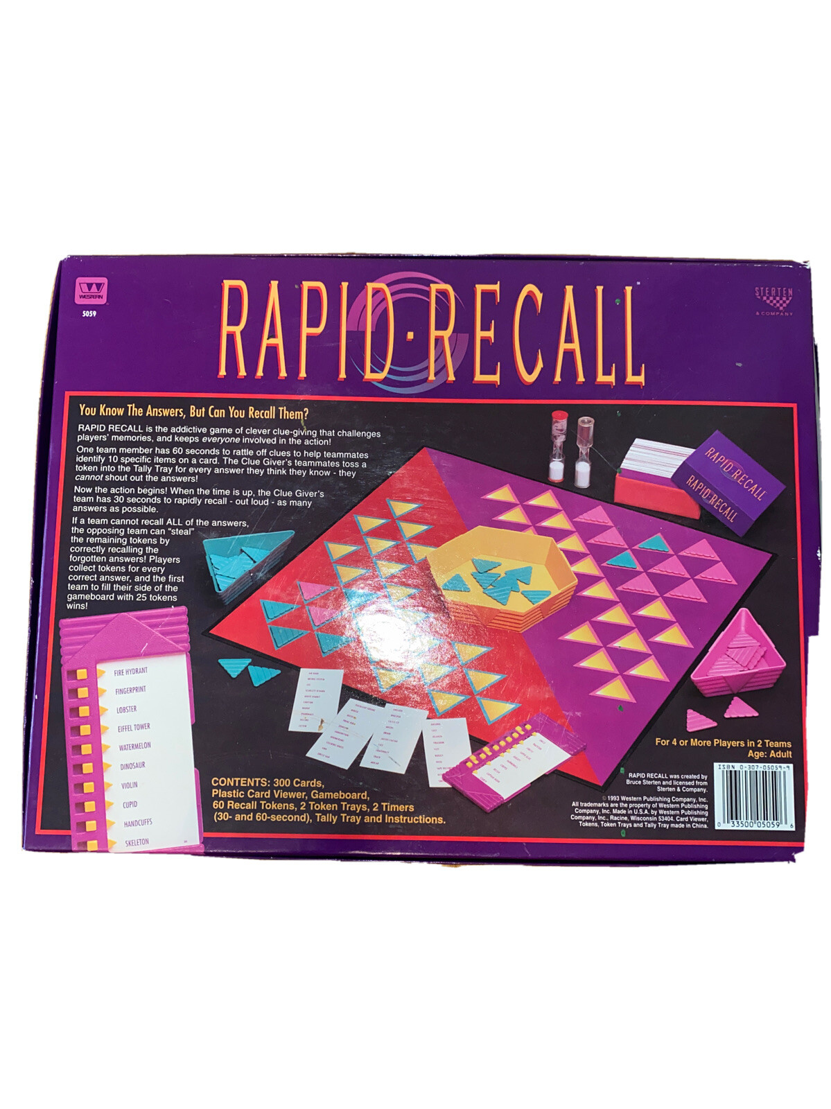 Rapid Recall Party Game by Western Publishing 1993 Vintage Game Night ~ Complete