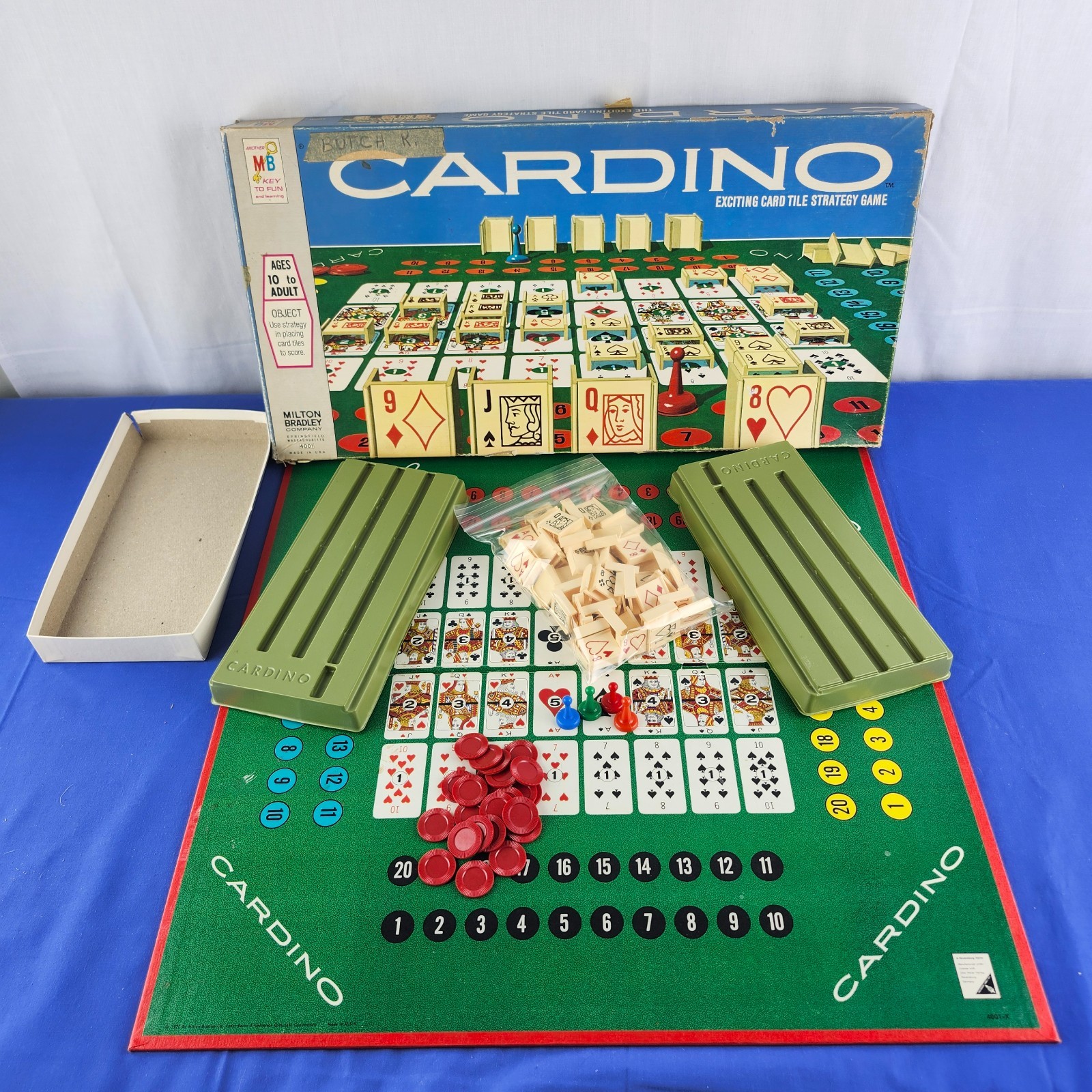 Vintage 1970 Milton Bradley CARDINO Exciting Card Tile Strategy Game!