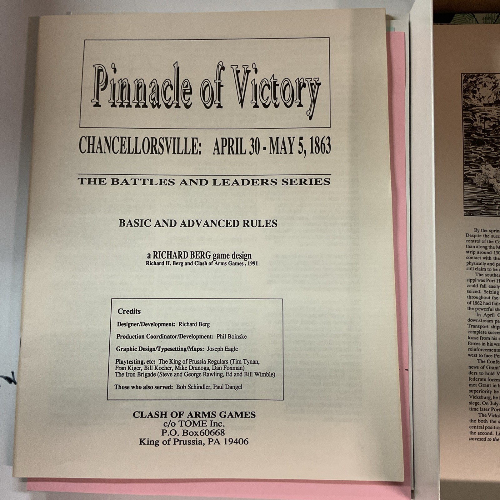 Chancellorsville Clash of Arms Games Pinnacle of Victory May 1863 Unpunched