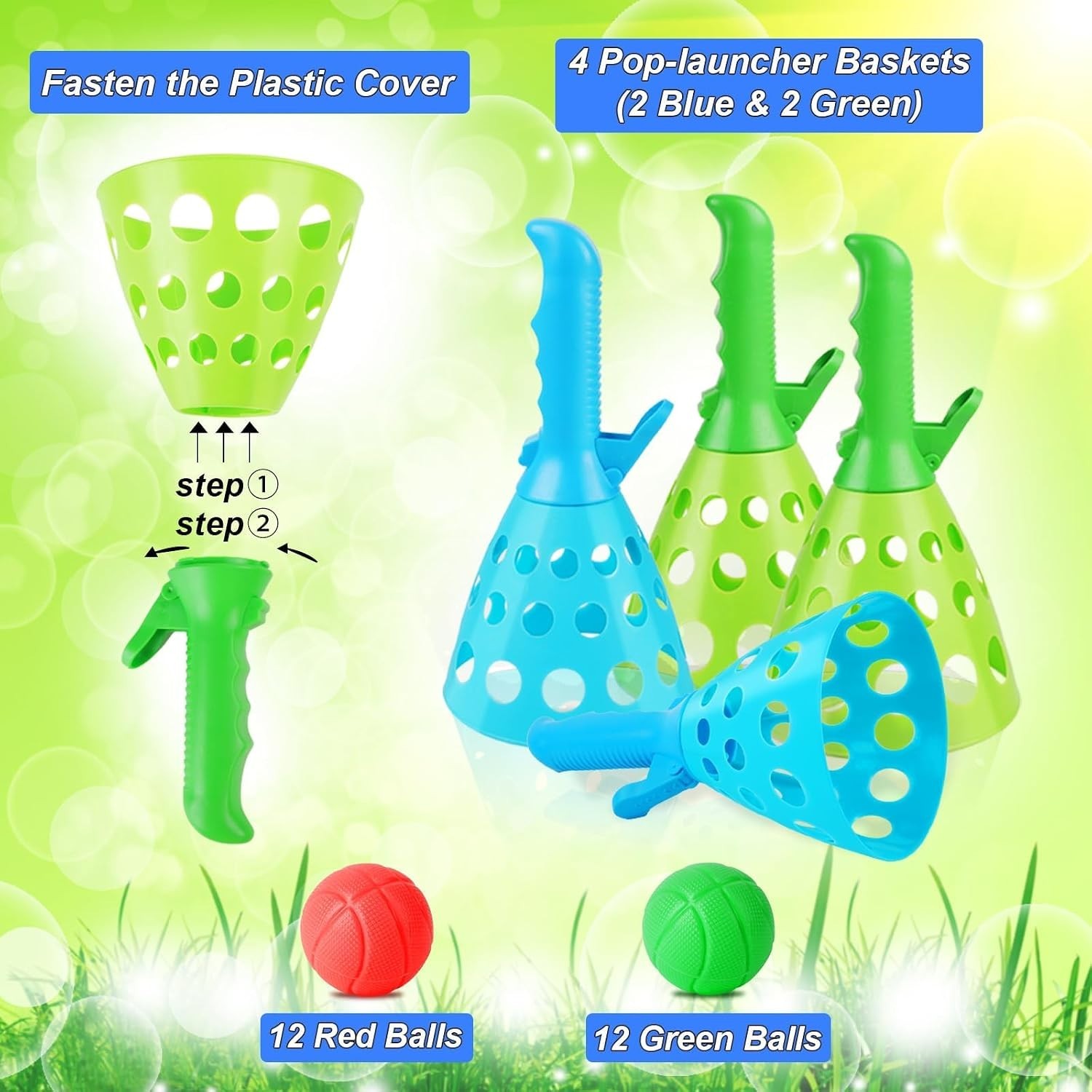 Easter Gift Toss N’ Catch Game – Instant Fun with 4 Launchers & 24 Balls