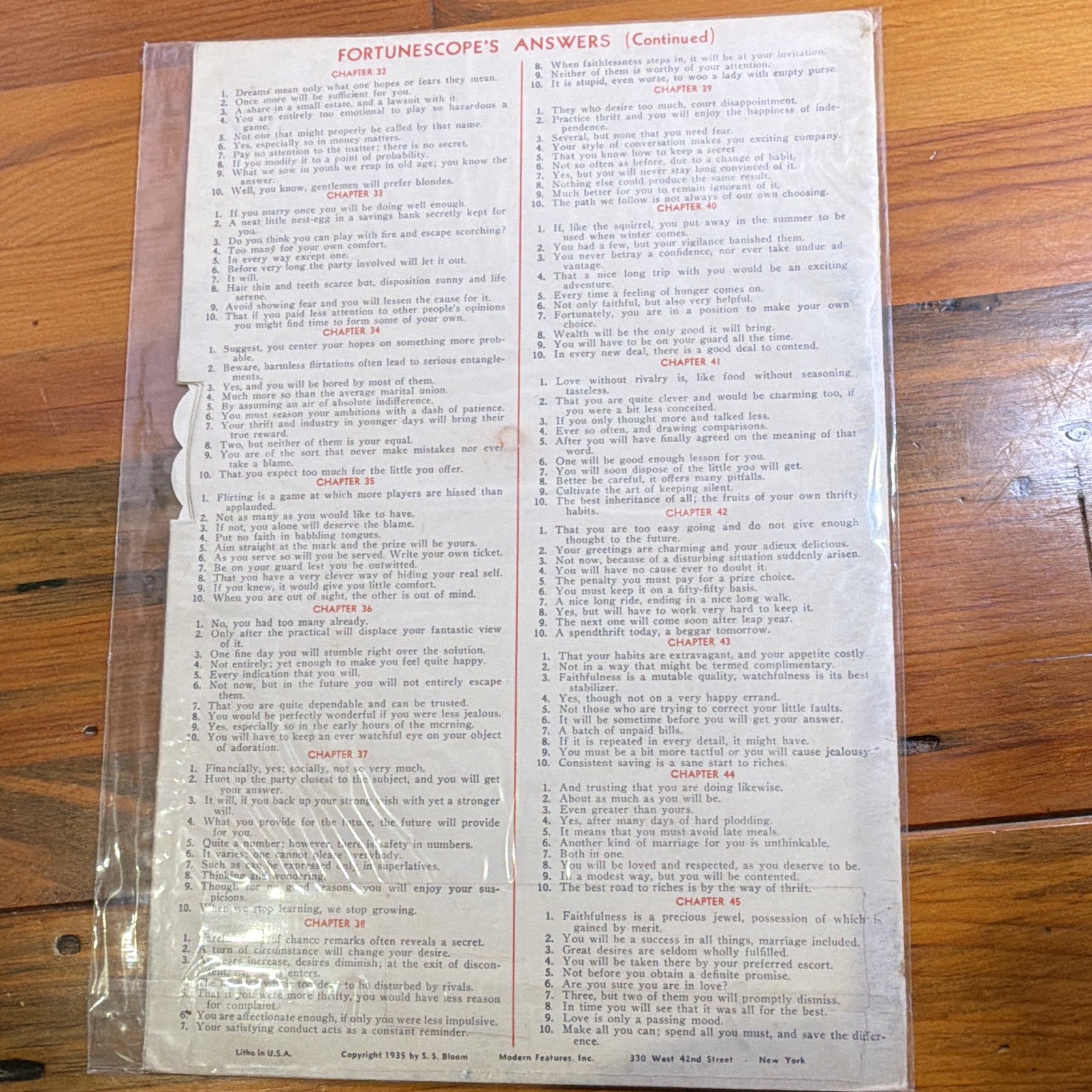 Vintage “Fortunescope” Ephemera Fortune Teller Game Multiple Pages