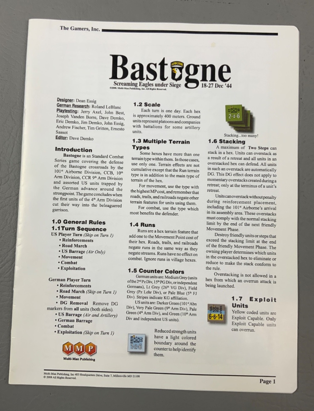 Bastogne Screaming Eagles Under Seige Standard Combat Series Game