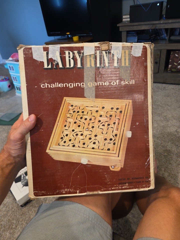Vintage Labyrinth Wooden Marble Tilting Maze Puzzle Game Roll-A-Maze