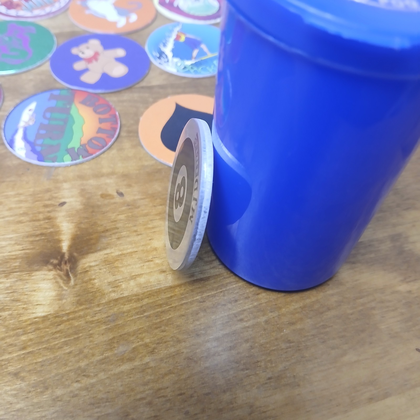 POG Officially Licensed Blue Milkcap Container Medium Size W Slammer & Assorted