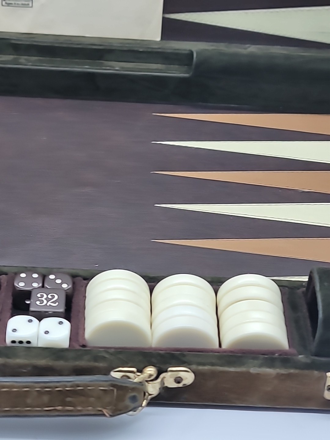 Vintage E.S. Lowe Deluxe Tournament Backgammon Set Felt Feaux Leather Skor Mor