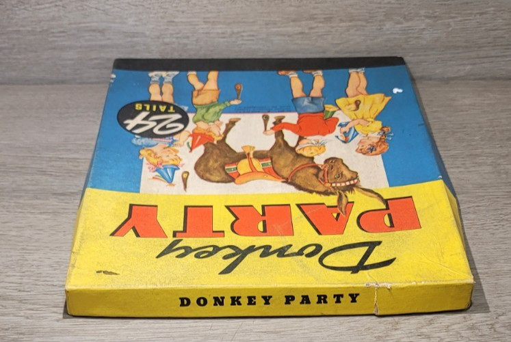 Vintage 1940s Donkey Party Pin The Tail Whitman Pub Complete