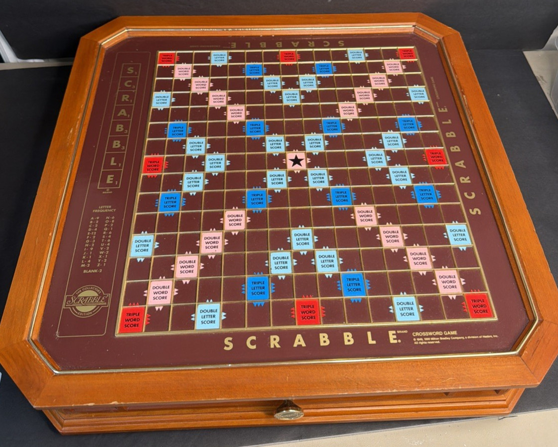 Vintage Franklin Mint Edition Scrabble 1990 Wood TURNTABLE BOARD ONLY