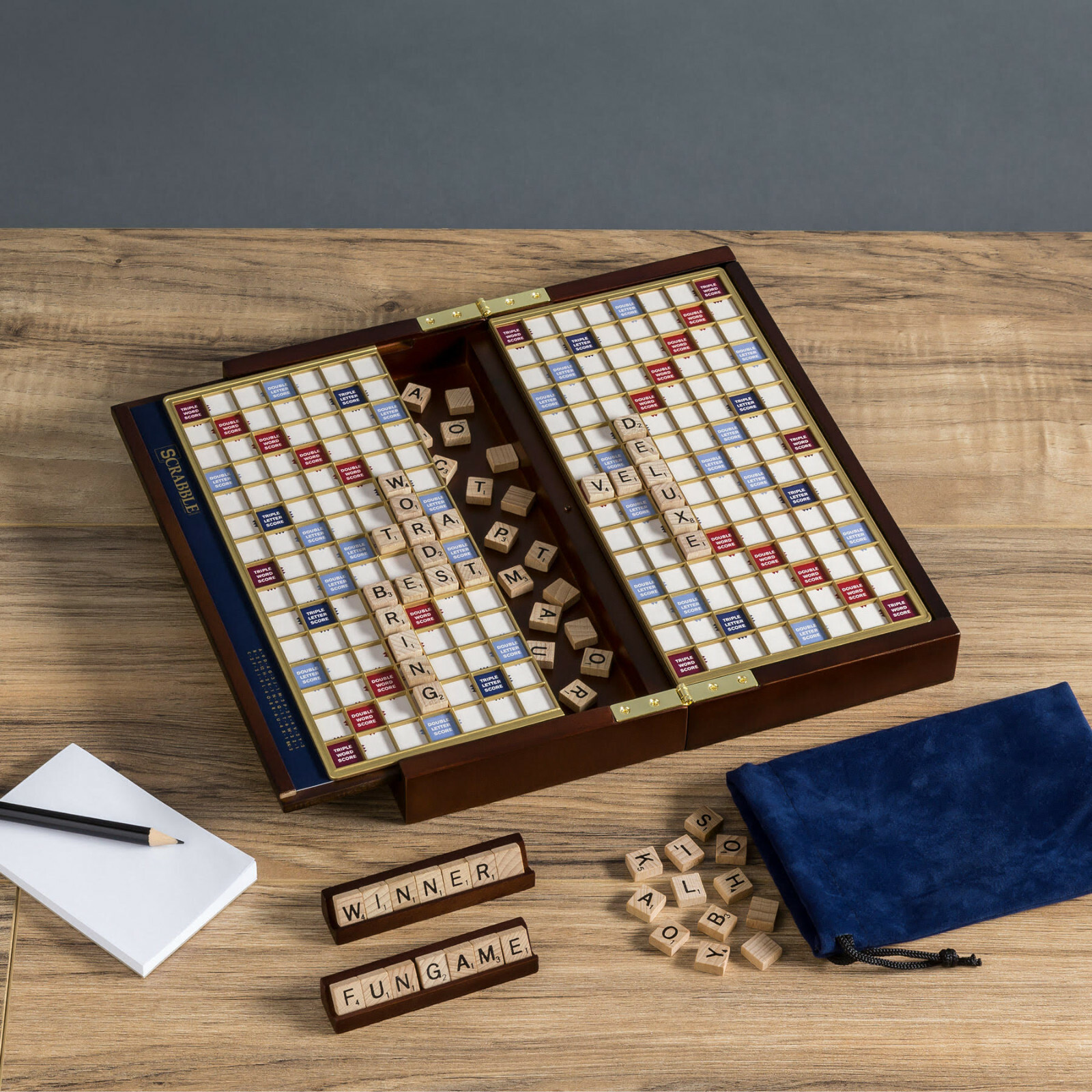 Scrabble Deluxe Travel Edition Wooden Folding Board Game Road Trip Free Shipping