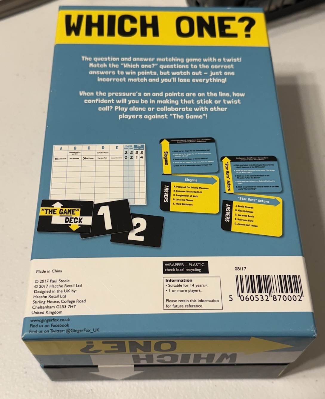 WHICH ONE? Q&A Matching Game by Ginger Fox-Play Solo or With Others-New-Open Box