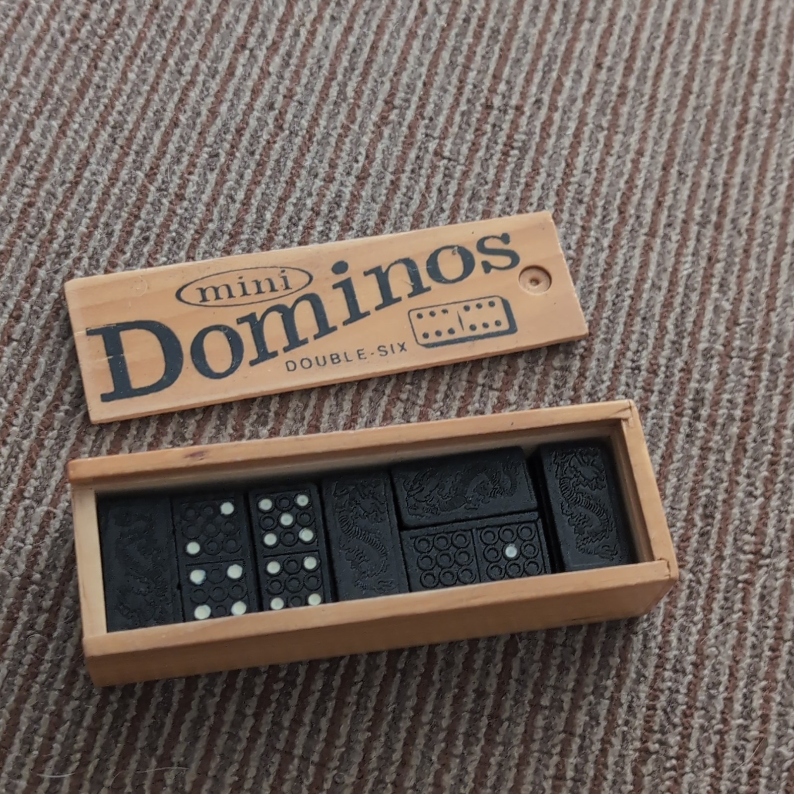 Mini Dominos Double-Six Tile Game Set Wooden Case 2+ Players Age 8+