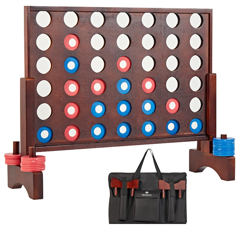 Giant Wooden 4 in A Row Game – Fun Indoor and Outdoor Board Games for Teens