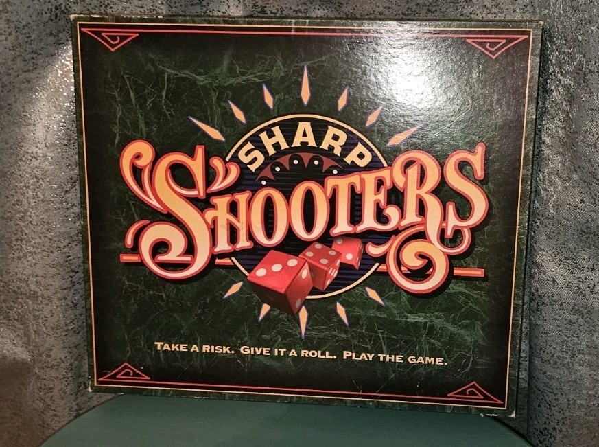 Sharp Shooters Board Game Milton Bradley 1994 Complete Dice Poker Chips Cards