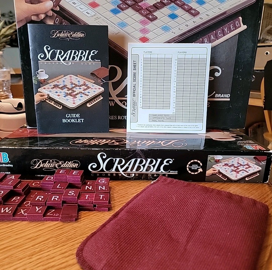 1989 Milton Bradley 4034 Scrabble Deluxe Edition Board Game EUC INCOMPLETE (-1B)