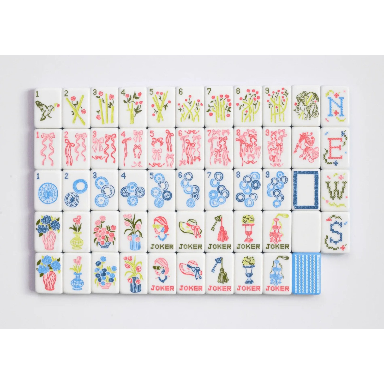 American Mahjong Game Set blue stripes Mah Jong 160 Tiles