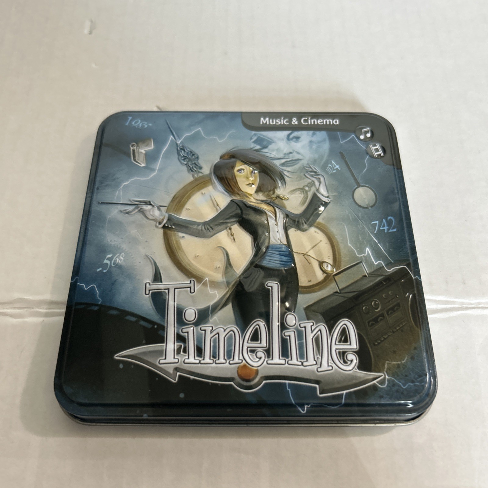 Timeline Music & Cinema Edition Card Game Tin Box Asmodee 2016 Complete