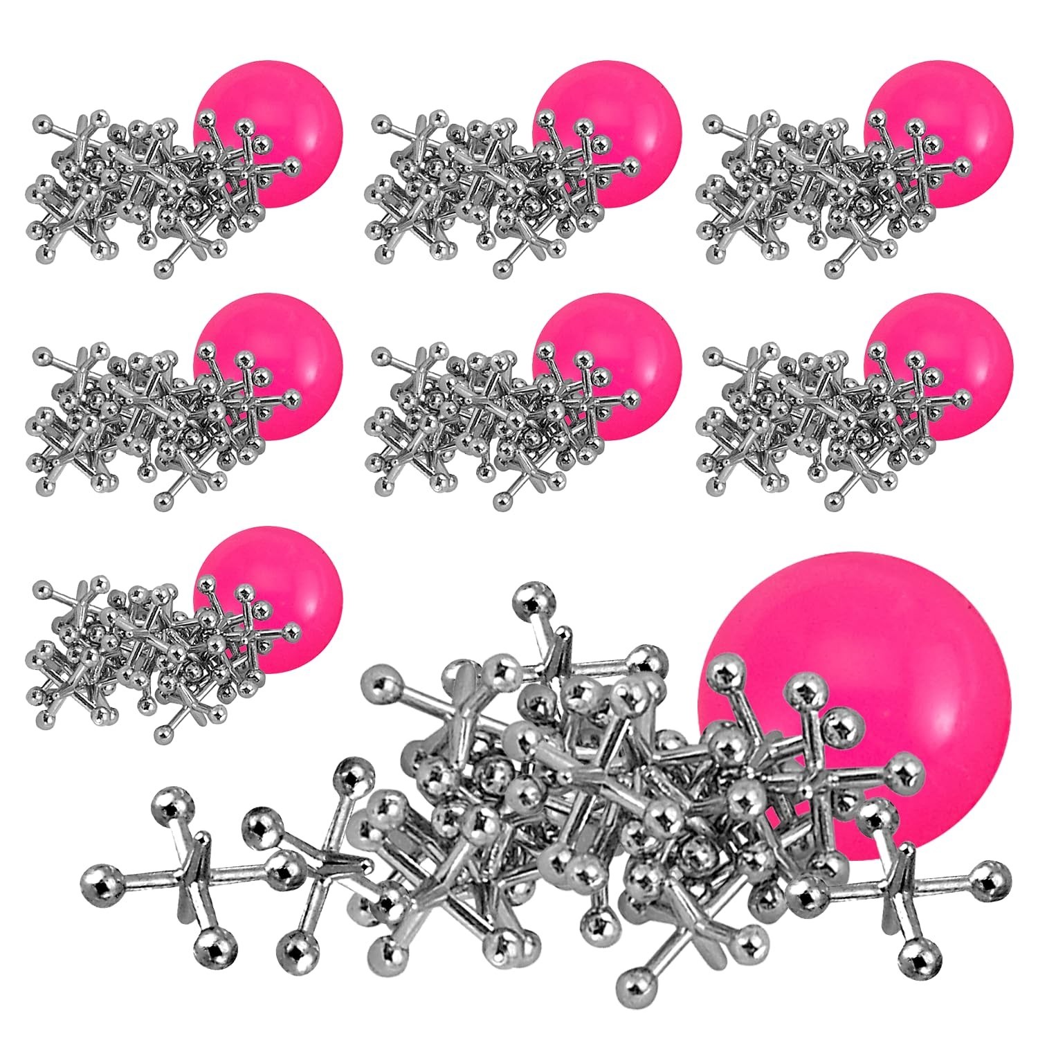 Metal Jacks Game Set – 24 Retro Metallic Jacks & Bouncy Ball – Classic Kids’ Fun