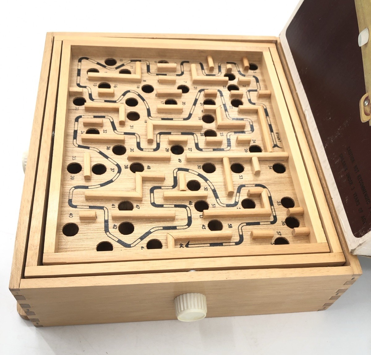 Vtg 80s Labyrinth Wooden Steel Ball Marble Tilting Maze Puzzle Game Roll-A-Maze