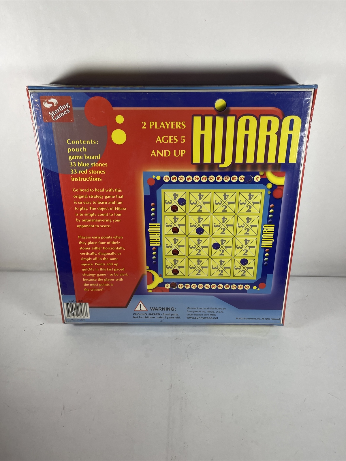 Hijara Strategy Board Game 2003 Sunnywood NO. 3533 Sterling Games – NEW Ages 8+