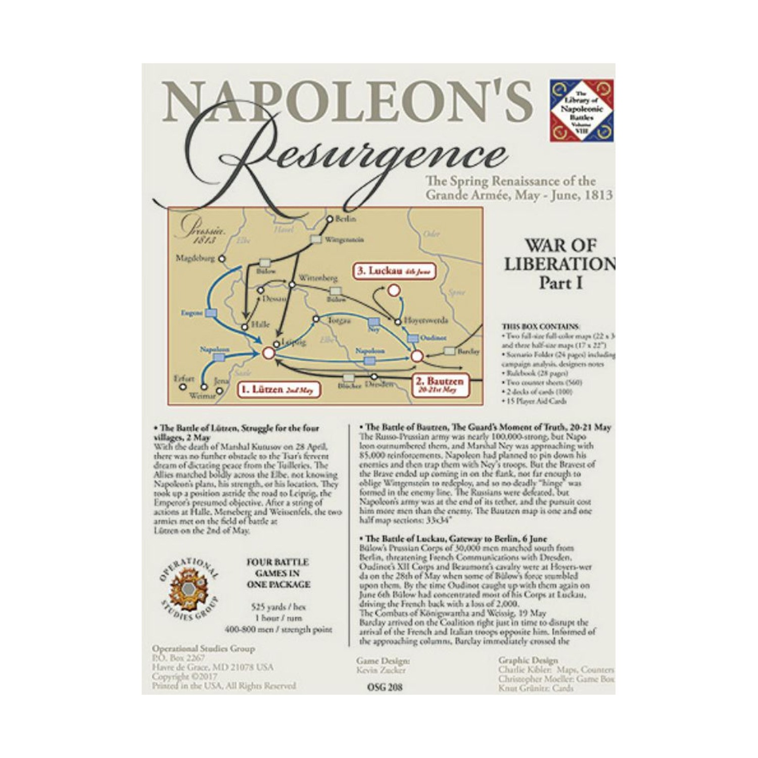OSG Wargame Napoleon’s Resurgence Box VG+/NM