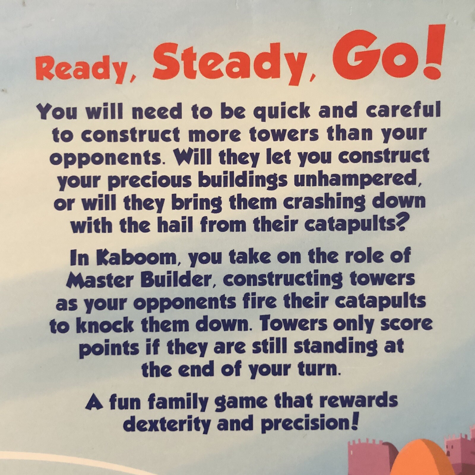 Kaboom A Mad Dash to Build or Crash Board Game EUC 100% COMPLETE ~ block towers