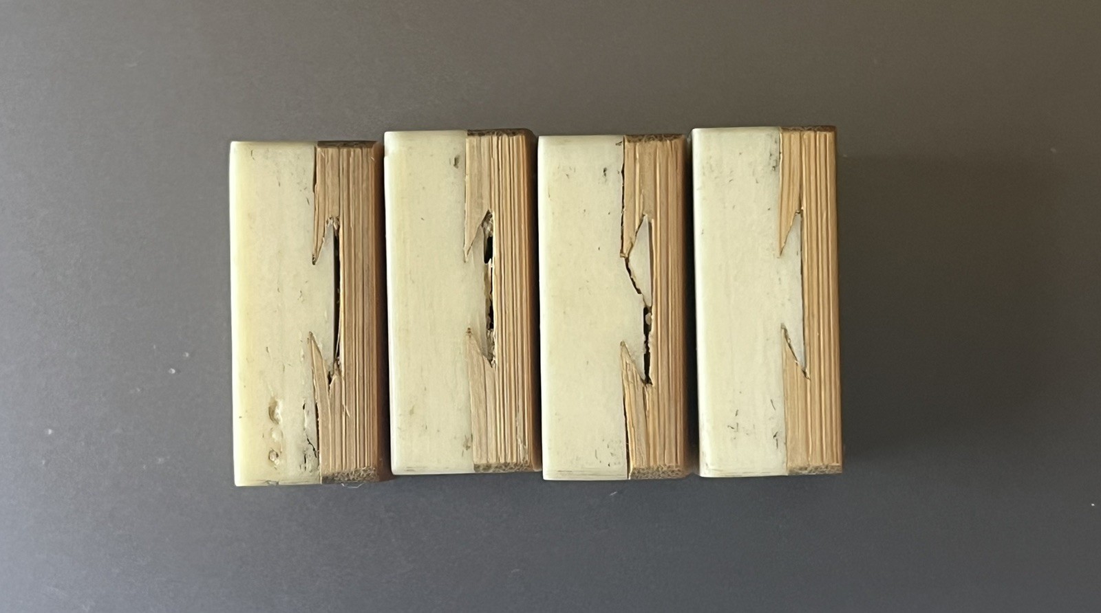 lot of 4 Vtg 1920s Mahjong Bone/Bamboo Replacement Tiles 2 CRAK – thick bone