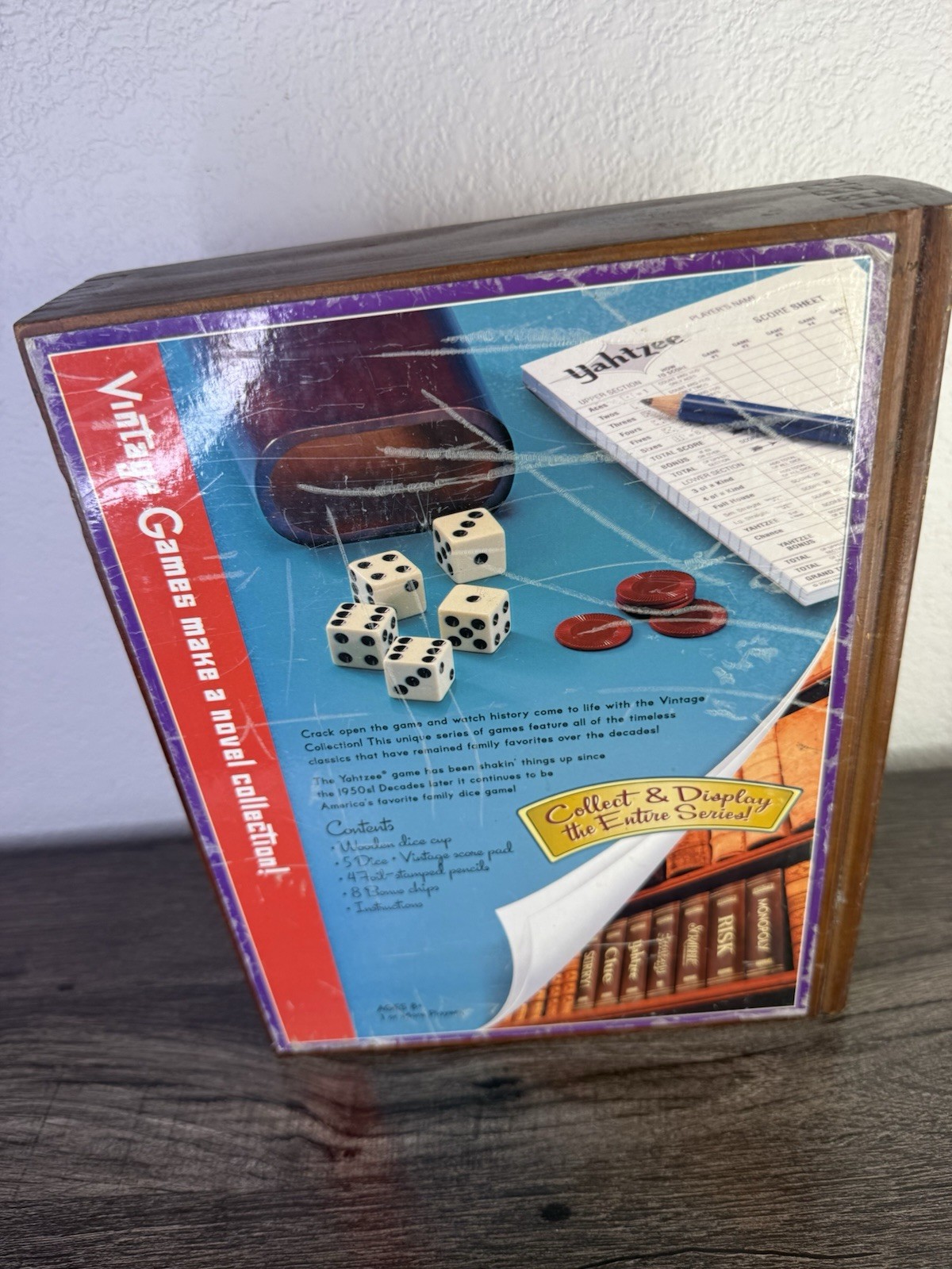 Yahtzee Bookshelf Edition Wood Box 2005 Game. Read Details.