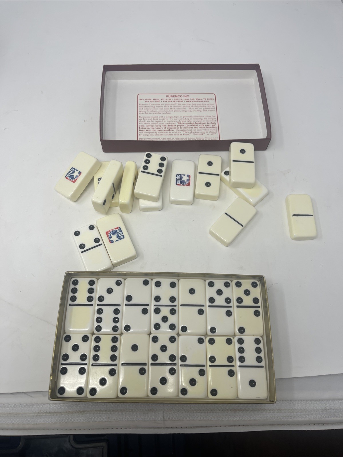 Vintage Puremco Extra Thick Dominoes Spjst Complete w/Box USA
