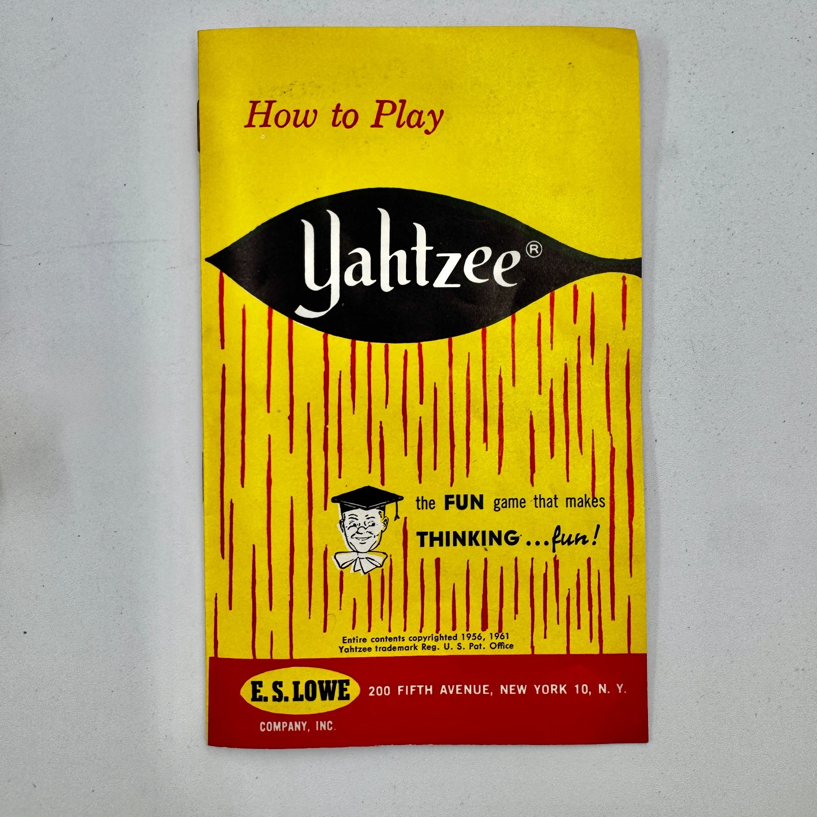 Vintage Yahtzee 1956 Complete Game in Original Box E.S Lowe Co. – Excellent