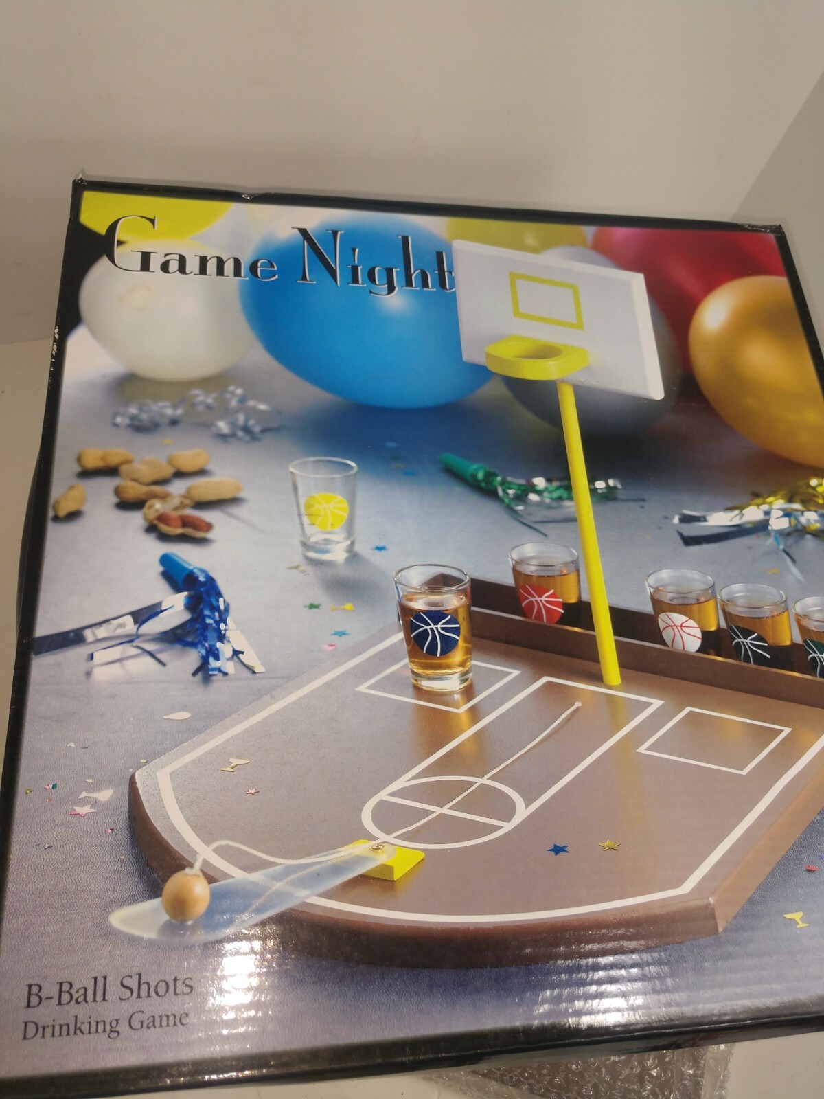 Basketball Drinking Game – 6 Shot Glasses B-Ball Game Night – New in Box