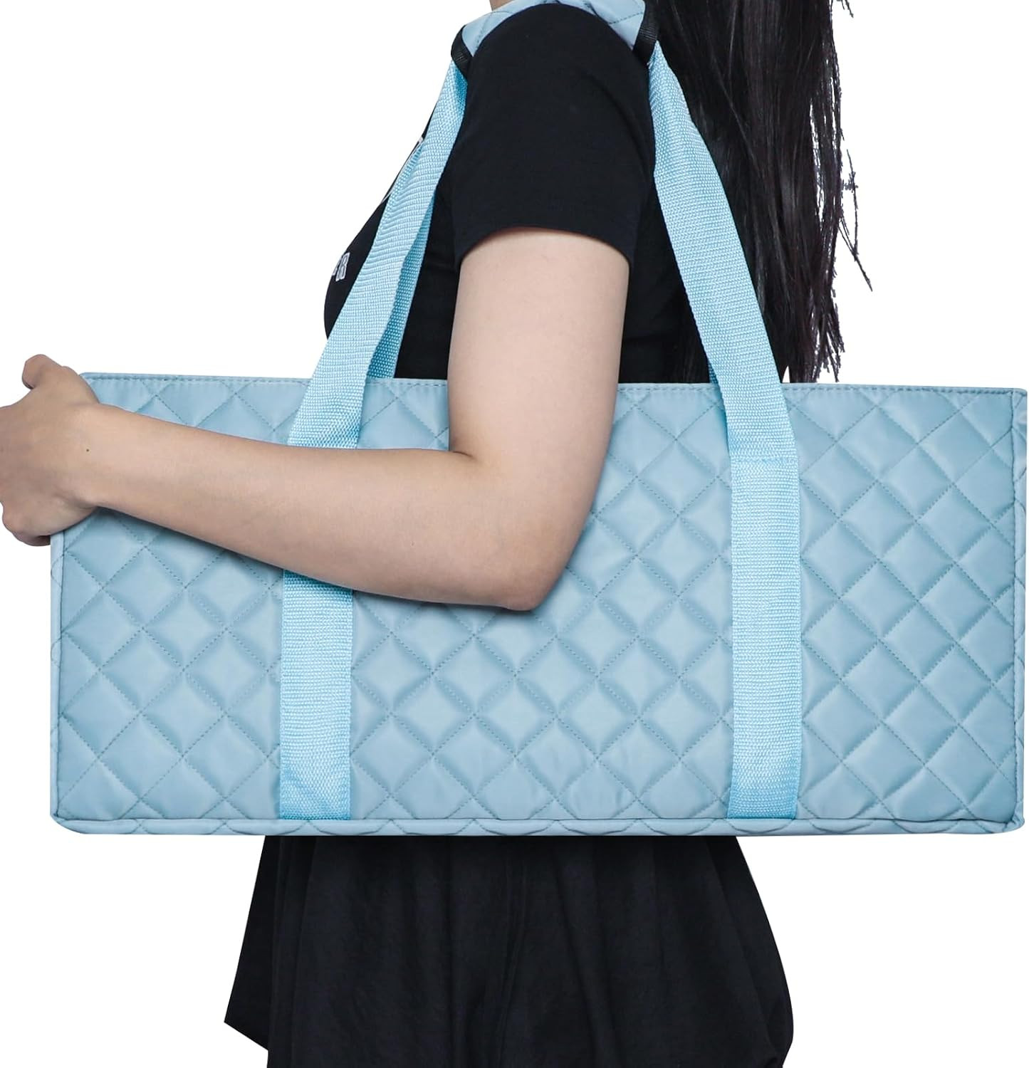 American Mahjong Set with Light Blue Carrying Bag, 166 White Tiles, 4 Racks with